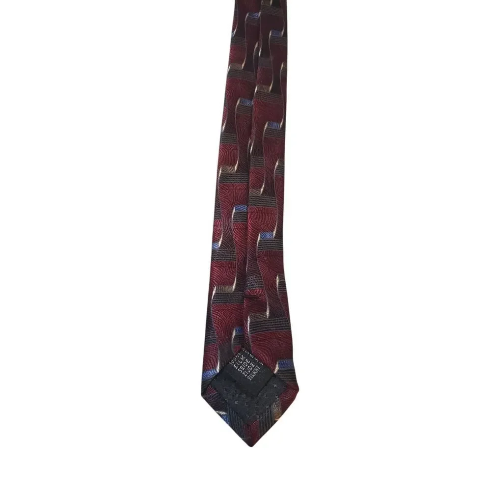 Screenplay by Martin Wong Men Tie Necktie Designer Burgundy Brown Blue Geometric